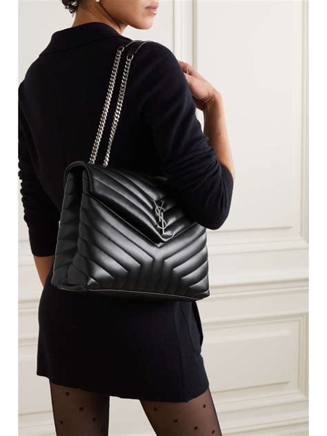 ysl loulou dusty grey|SAINT LAURENT Loulou medium quilted leather shoulder bag.